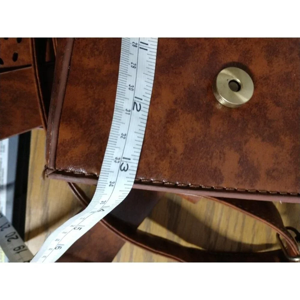 Vintage-Inspired Brown Crossbody Satchel Bag Computer Bag W/Bow Accent Ecosusi